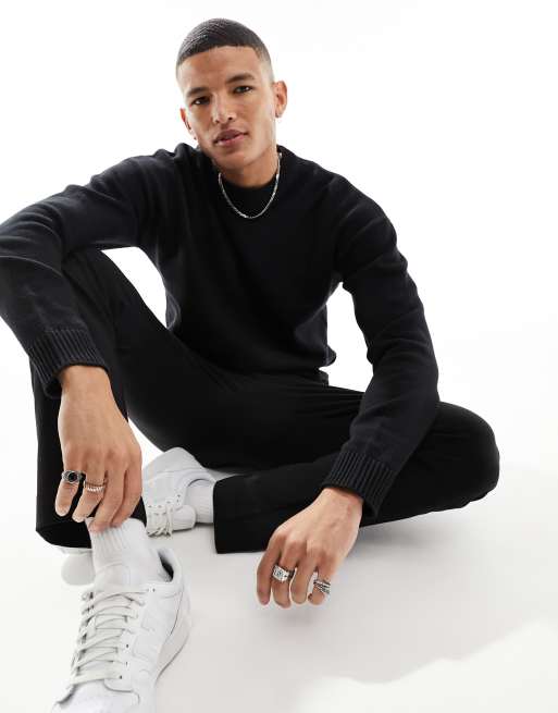 Only & Sons – Svart stickad tröja i oversize