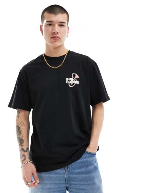 ONLY & SONS – Svart t-shirt i extra oversize med tryck baktill, 3 av 4