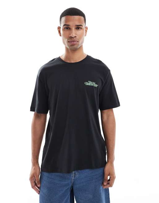ONLY & SONS – Svart t-shirt i oversize med 'Brewery'-tryck på ryggen, 3 av 5