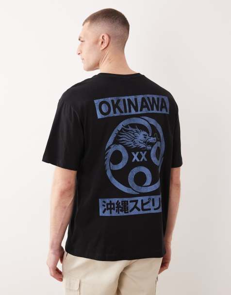 ONLY & SONS – Svart t-shirt i oversized fit med 'Okinawa'-draktryck baktill - view 1