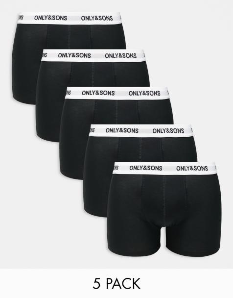 Only & Sons – Svart trunks med vit logga på midjebandet, 5-pack - view 1