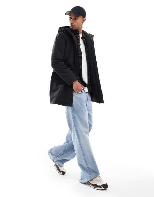 ONLY & SONS – Svart, vattenavvisande parkas med huva