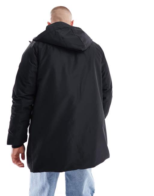 Only & Sons – Svart vattentålig teknisk parkas med huva, 4 av 4