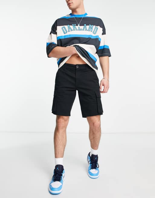 Only & Sons – Svarta cargoshorts med smal passform