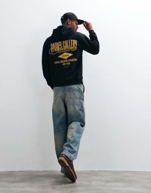 ONLY & SONS sweat à capuche coupe relaxed avec imprimé au dos Park Gallery noir, 2 de 10