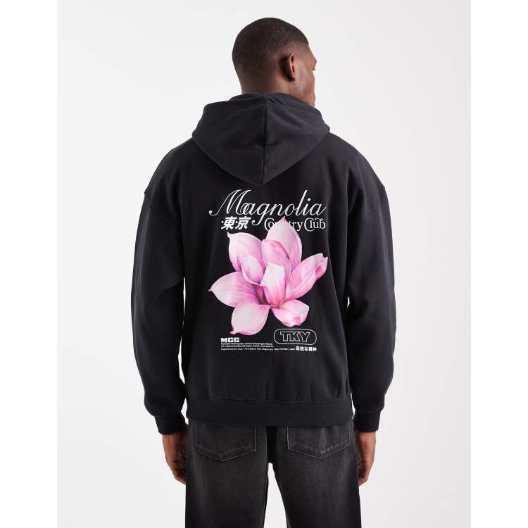 ONLY & SONS - Sweat à capuche coupe vintage avec imprimé fleur au dos - Noir