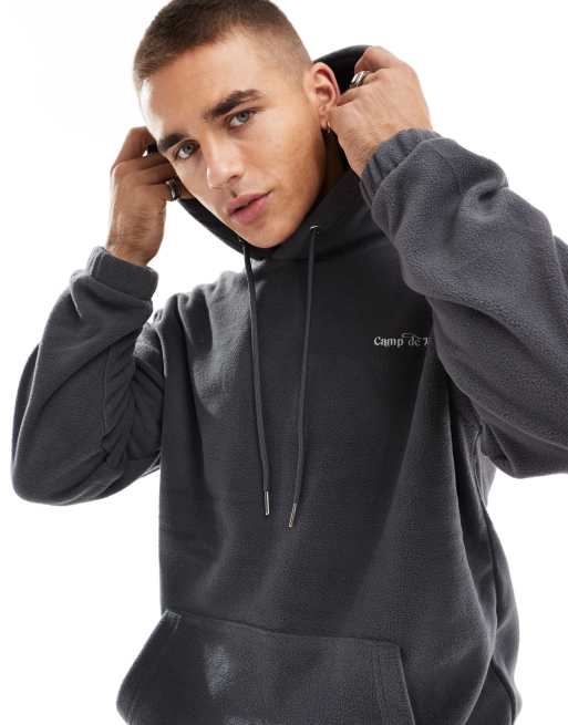 Only & Sons - Sweat à capuche oversize en polaire avec imprimé au dos - Gris , 3 de 4