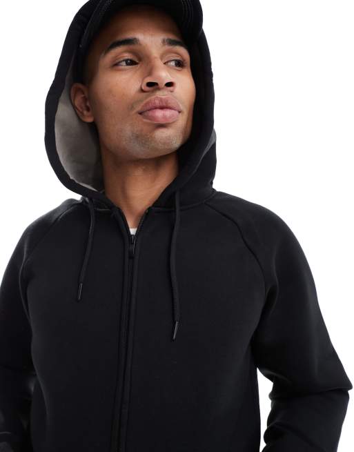 ONLY & SONS - Sweat à capuche zippé oversize en imitation néoprène - Noir, 3 de 4