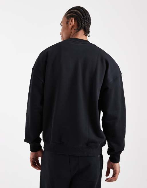 ONLY & SONS - Sweat d'ensemble oversize ras de cou en tissu épais 400 g/m<sup>2</sup> de qualité supérieure - Noir, 3 de 5