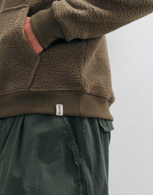 ONLY & SONS sweat polaire zippé à mi-hauteur en kaki brun clair, 3 de 5
