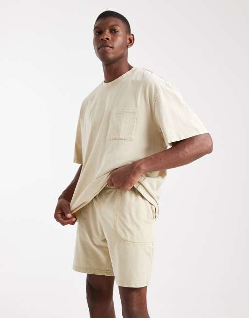 ONLY & SONS sweat short co-ord in washed sage