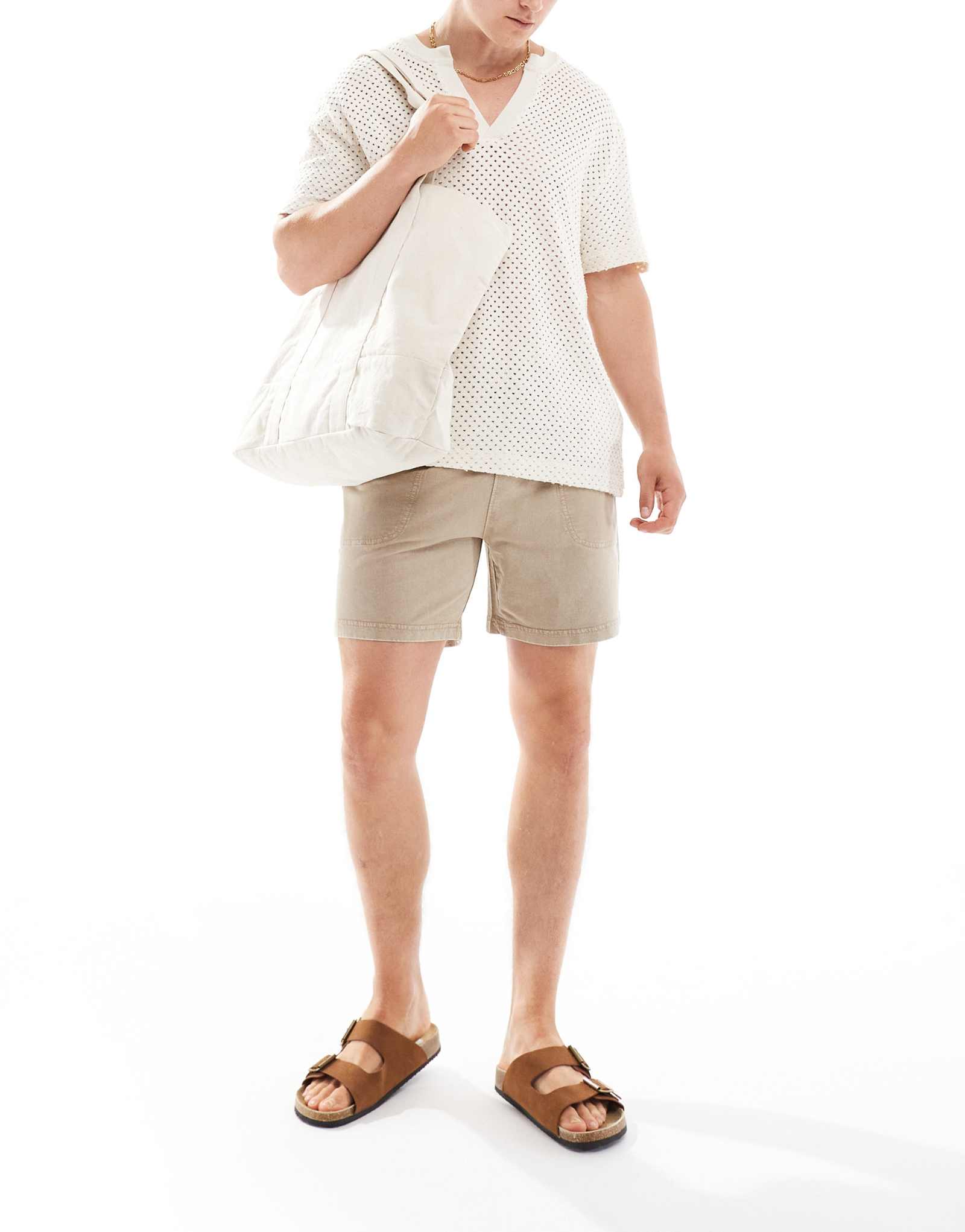 ONLY &SONS sweat short в стираном бежевом цвете