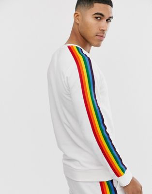 Only & Sons - Sweater met mouwen met regenboogtape in wit
