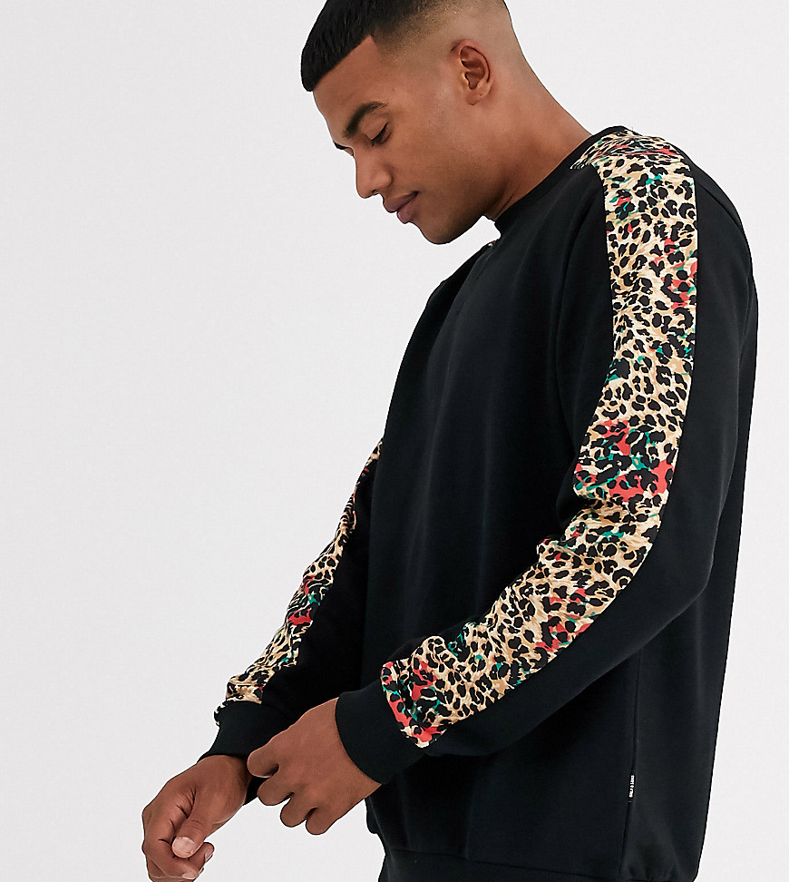 Only & Sons - Sweater met smaltoelopende mouwen en luipaardprint in zwart