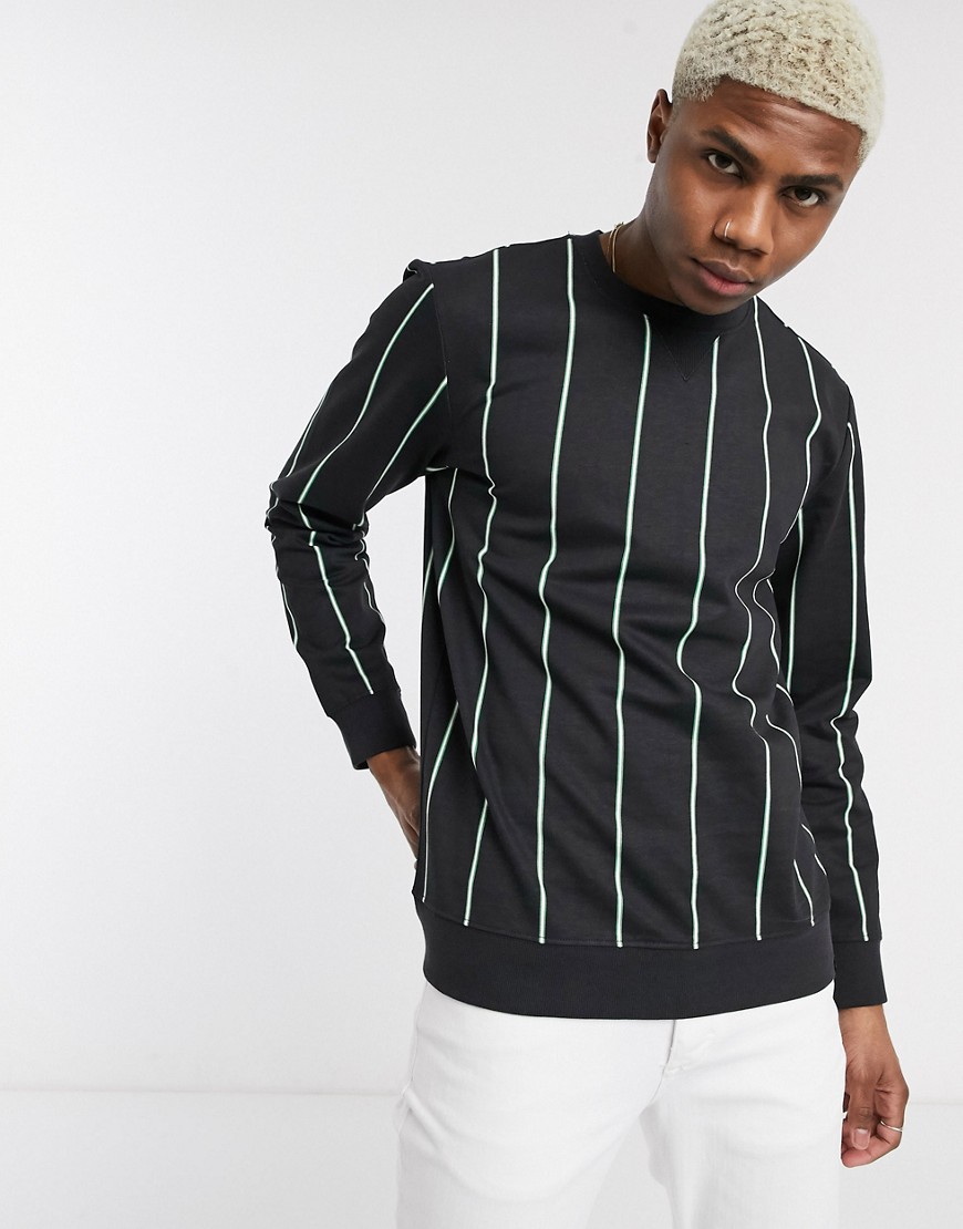 Only & Sons - Sweater met verticale streep en ronde hals in zwart