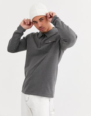 Only & Sons - Sweater met zakken en halve rits in grijs