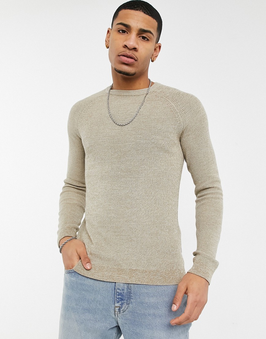 Only & Sons sweater with raglan sleeve in beige-Neutral