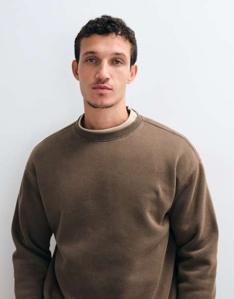 ONLY & SONS Sweatshirt im Relaxed Fit mit Rundhalsausschnitt als Kombiteil in verwaschenem Braun - view 1