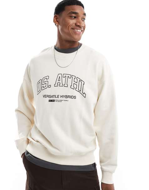 Only & Sons – Sweatshirt in Creme mit Rundhalsausschnitt, überschnittenen Schultern und sportlichem Print - view 1