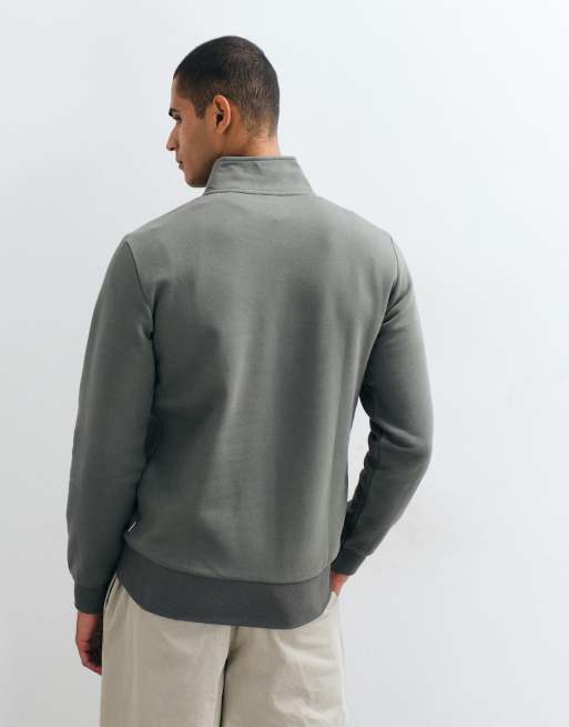 ONLY & SONS – Sweatshirt in dunklem Salbeigrün mit kurzem Reißverschluss, 4 von 5
