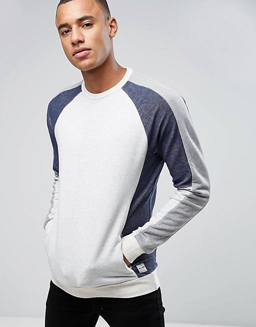 Only & Sons Sweatshirt With Raglan Sleeves in Mixed Fabric | ASOS