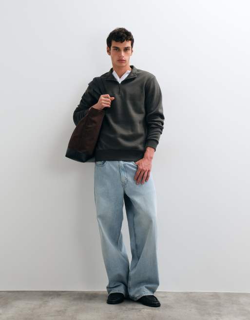 ONLY & SONS sweatshirtset med halv dragkedja i mörkgrå, 3 av 5