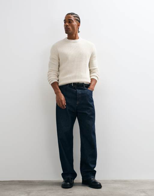 ONLY & SONS sweter z okrągłym dekoltem w kolorze białym, 4 z 5