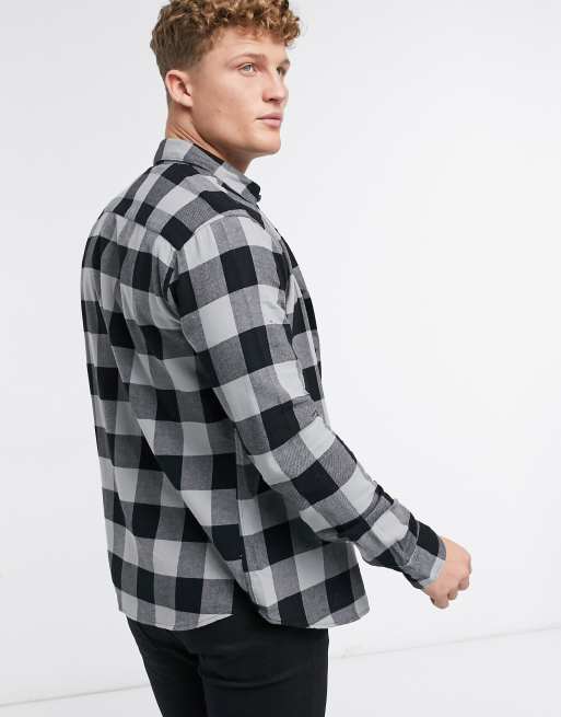 Only & Sons – Szara koszula ze szczotkowanej bawełny w kratę, 2 z 4