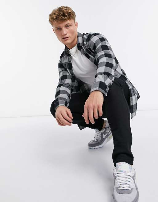 Only & Sons – Szara koszula ze szczotkowanej bawełny w kratę, 3 z 4
