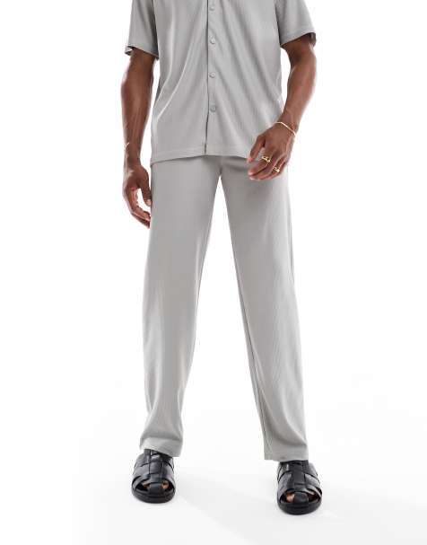 ONLY & SONS plisse loose trousers co-ord in grey