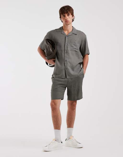 ONLY & SONS – Luźny zestaw z dużą zawartością lnu: koszula i szorty, 2 z 3
