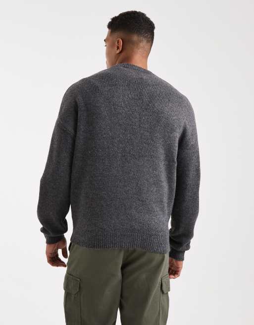 ONLY & SONS – Szary miękki sweter z długim rękawem i okrągłym dekoltem, 3 z 5