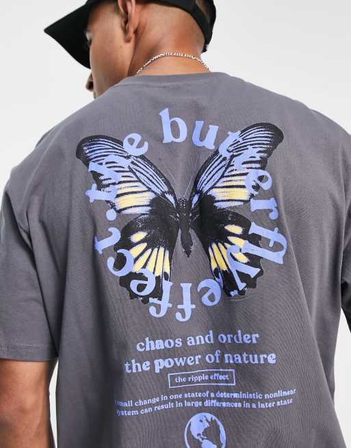 Only & Sons – Szary T-shirt oversize z nadrukiem 