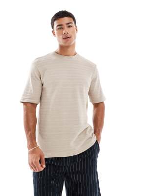 SONS - T-Shirt aus Strukturstrick in Beige-Neutral Neutral XL