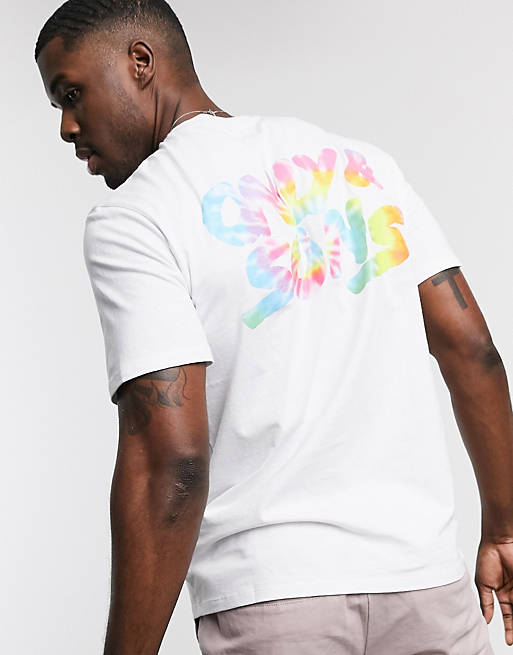 Only & Sons - T-shirt avec logo effet tie-dye imprimé au dos - Blanc | ASOS
