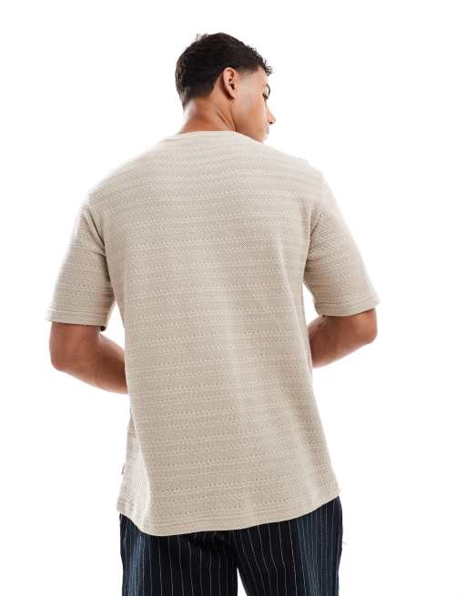 ONLY & SONS - T-shirt beige in maglia testurizzata, 3 di 4