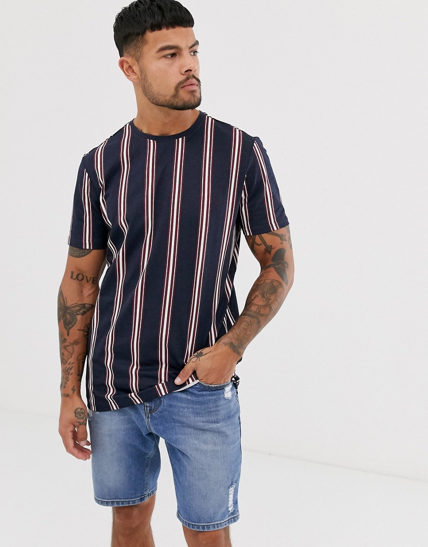 Only & Sons - T-shirt blu navy a righe