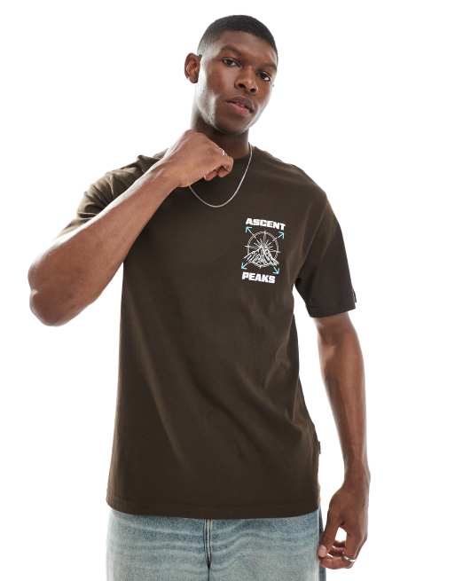 ONLY & SONS - T-shirt comoda marrone con stampa "Ascent Peaks", 2 di 4