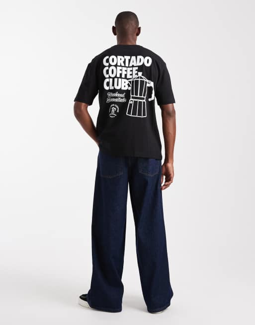 ONLY & SONS - T-shirt comoda nera con stampa con caffè sul retro, 2 di 5