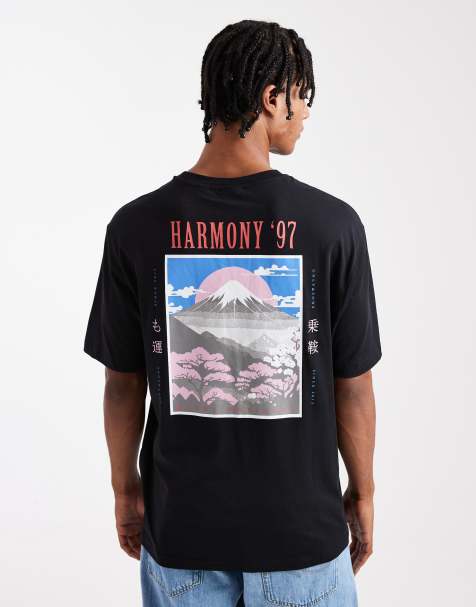 ONLY & SONS - T-shirt comoda nera con stampa "Harmony 97" sul retro - view 1