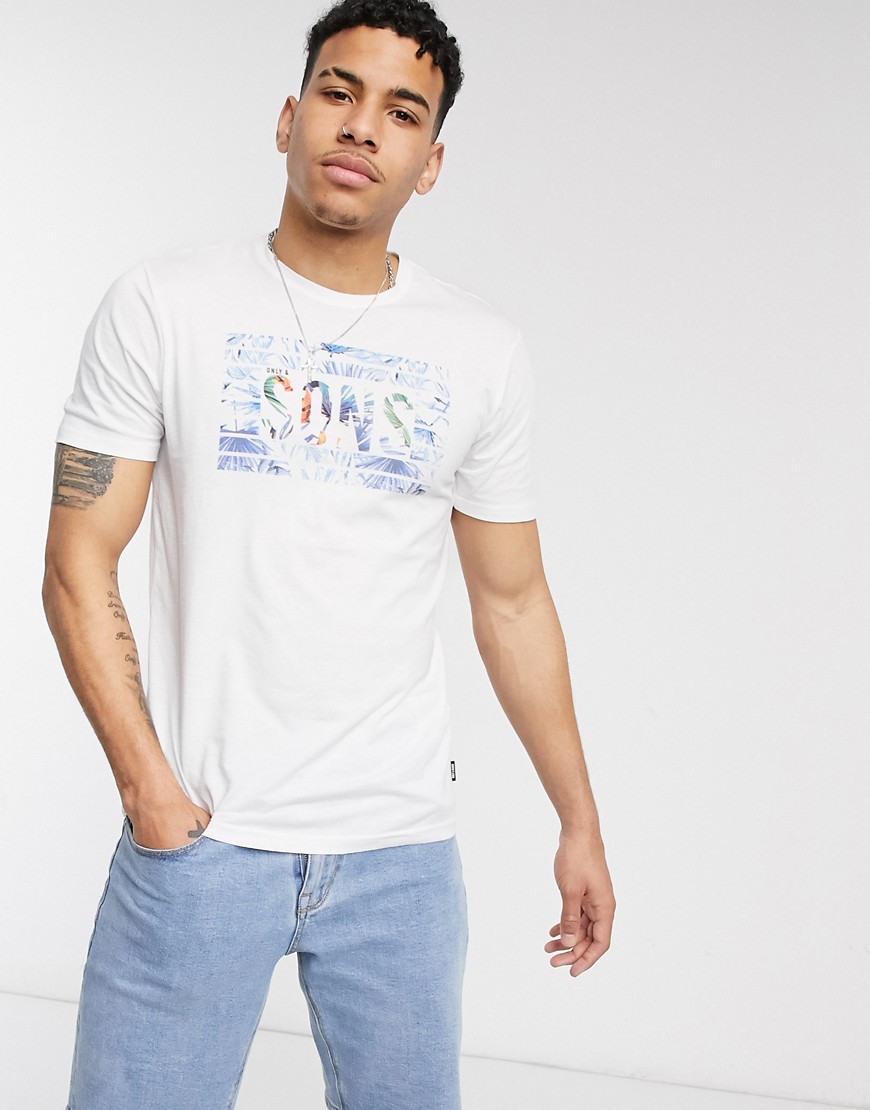 Only & Sons - T-shirt con logo grafico-Bianco