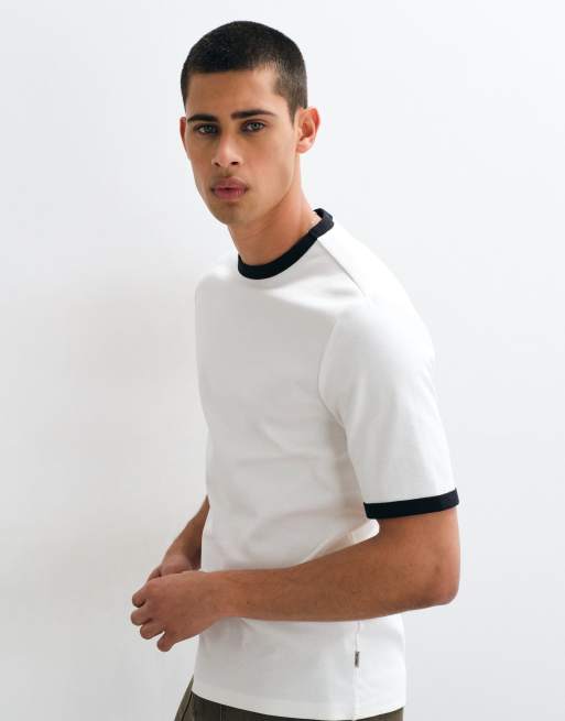 ONLY & SONS T-shirt con profili a contrasto bianca, 4 di 5