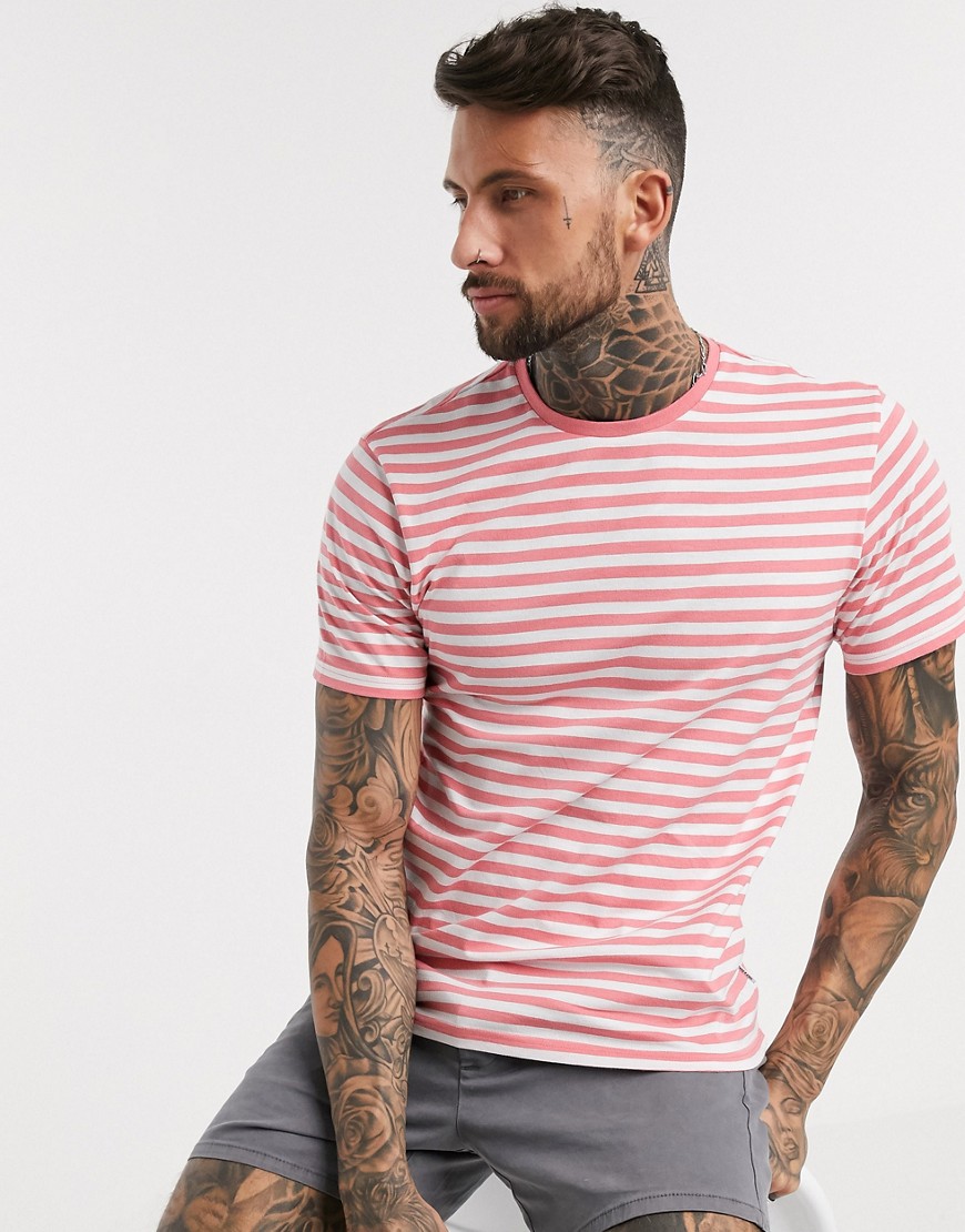 Only & Sons - T-shirt corallo a righe-Rosa