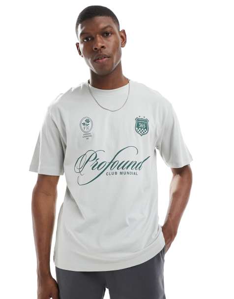 ONLY & SONS - T-shirt da calcio comoda grigia con stampa Profound - view 1