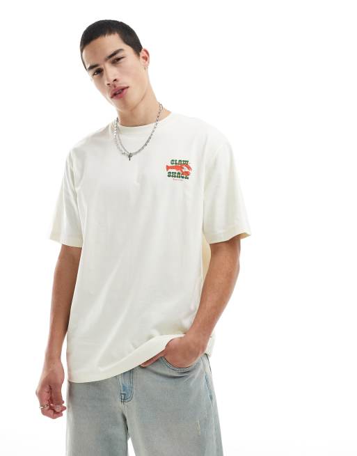 ONLY & SONS - T-shirt décontracté à imprimé Claw Shack au dos - Beige, 4 de 4