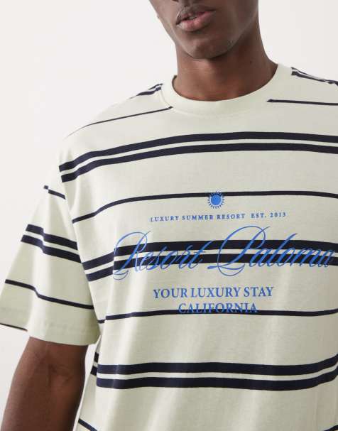 Only & Sons - T-shirt décontracté à rayures - Vert et bleu marine - view 1