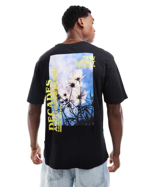 ONLY & SONS - T-shirt décontracté avec imprimé Decades au dos - Noir