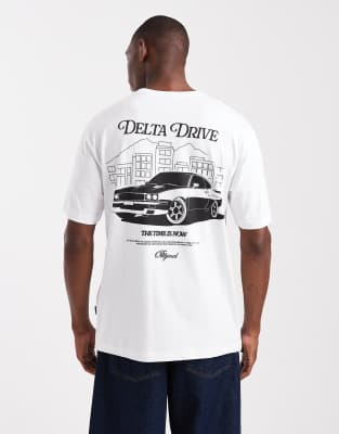 ONLY & SONS - T-shirt décontracté avec imprimé Drive au dos - Blanc
