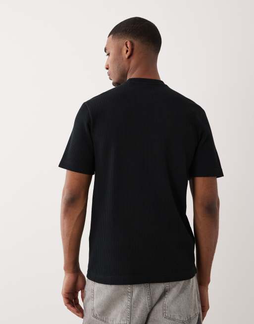 ONLY & SONS - T-shirt décontracté en tissu gaufré - Noir, 5 de 5