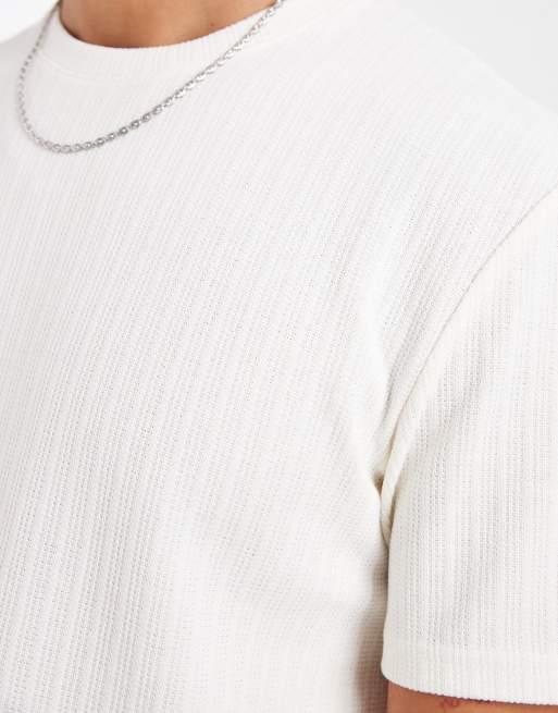 ONLY & SONS - T-shirt d'ensemble en maille texturée légère - Crème, 3 de 5